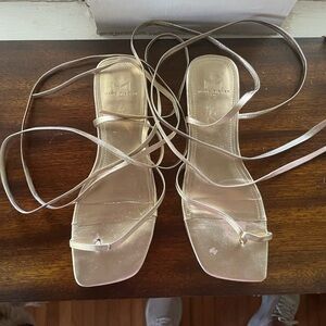 Marc Fisher Gold Sandals with Strappy Design